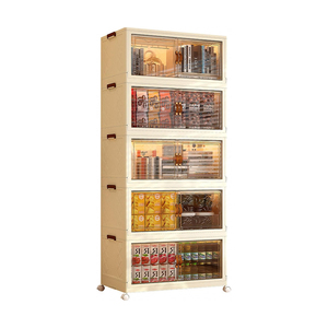 Collapsible PP <b>Plastic</b> Clothing Storage Bins <b>Lids</b> Wheels Folding Stackable 35L Capacity Modern Closet Organizer for Home Use - Product Image 1