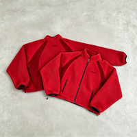 Veste en polaire Sherpa à panneaux contrastants avec logo personnalisé, col montant zippé, coupe courte, ourlet à cordon, streetwear pour hommes