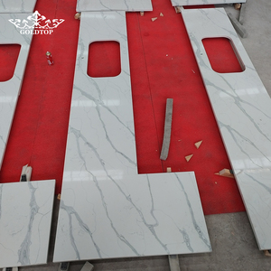 Goldtop Wholesale Customized Size 6021 Glacier <b>White</b> Artificial Stone Countertops for Luxury Apartment Project for Kitchen Use - Product Image 4