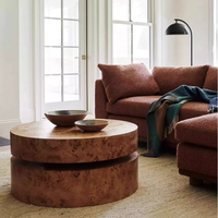 Table basse moderne de style minimaliste du milieu du siècle, ronde, en bois massif pour salon, maison ou villa