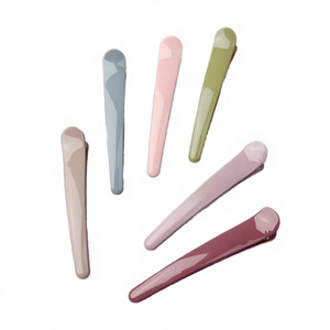 11.5CM Glossy Pink Plastic Casual Seamless Duck Bill Hair Clips for Washing <b>Face</b> Makeup and Delicate Side Bangs Fixing - Product Image 3