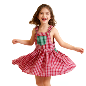<span class=keywords><strong>Robe</strong></span> Salopette à Carreaux en Coton 100% pour Enfants - <span class=keywords><strong>Robe</strong></span> à Bretelles à Carreaux Rouges et Blancs pour Fille, Tout-Petit et Petite Fille - Product Image 2
