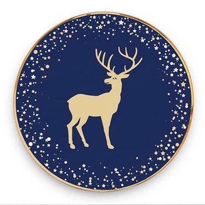 Assiette porte-bonheur de Noël bleu foncé de haute qualité plats en porcelaine vaisselle en céramique pour la cuisine - Product Image 3