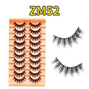 Human Hair Full <b>Strip</b> False Eyelashes Customizable <b>Plastic</b> Cotton Band Natural Lashes for Wholesale Makeup Supply - Product Image 6