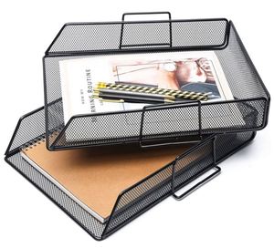 2-Tier High Quality Metal Mesh Document Tray Desktop <b>Organizer</b> Efficient <b>File</b> Management for Office School - Product Image 2