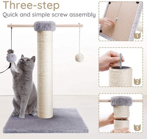 Kucing menggaruk tiang tali Sisal alami dan bola gantung pohon kucing memanjat bingkai mainan - Product Image 5