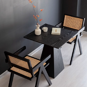 Table basse carrée en <span class=keywords><strong>bois</strong></span> massif, noire, style <span class=keywords><strong>vintage</strong></span>, petite, pour la maison, nécessite l'assemblage, utilisation commerciale - Product Image 2