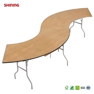 Tavolo da Banchetto Pieghevole <span class=keywords><strong>a</strong></span> Spirale/Crescente per Esterni in Laminato Compatto HPL Effetto Legno - Product Image 1