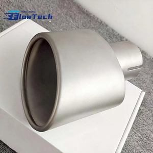 ปลายท่อไอเสีย FlowTech รูปวงรี ขนาด 140x90 มม. ทำจากสแตนเลสสตีล สีเงิน สำหรับตกแต่งรถยนต์ - Product Image 2