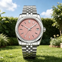 36mm Saphirglas 10ATM Wasserdicht Rosa Grün Blau NH35 Uhrwerk Taucher Mechanische Automatik Elegante Damenuhr mit Individuellem LOGO