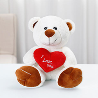 Ours en peluche avec cœur 'Je t'aime', adorable poupée en peluche pour la Saint-Valentin, doublure en maille, directement de l'usine, faible MOQ, cadeaux OEM/ODM