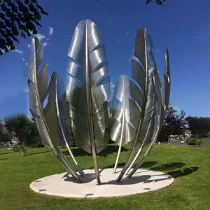 现代大型抽象艺术羽毛金属雕塑艺术不锈钢花园装饰