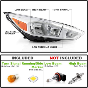 ไฟหน้า LED ใหม่แบบ OE พร้อมไฟ DRL สำหรับ Ford Focus ปี 2015-2018 อุปกรณ์ตกแต่งรถยนต์ 36W 6000K ใช้ได้กับรถยนต์ทั่วไป มาตรฐาน DOT - Product Image 2