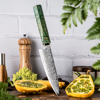 5.6 pouces 67 couches en acier damas couteau utilitaire de cuisine professionnel coupe pointue fruits utilitaire couteau de cuisine avec manche vert