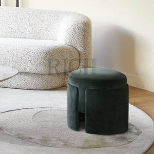 Fabric Ottoman Circle Vanity Make up Stool <strong>Mid</strong> <strong>century</strong> Modern <strong>Footstool</strong> Cover Round Stools Modern Sofa Stool Ottoman - Product Image 5