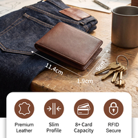 Dompet Kulit Halus Custom Gemuime Leather RFID Blocking Bifold Dompet Pria Custom Pabrik Dompet Kartu Kredit untuk Pria