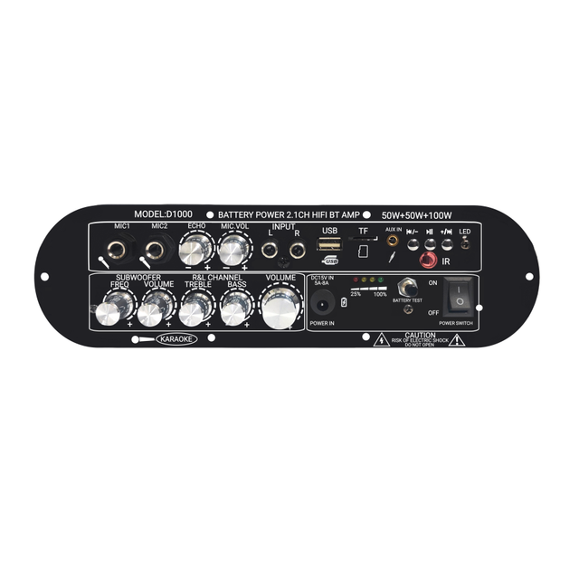 D1000 Home Amplifier Board for 5.0 USB TF Dual MIC Input 50W+50W+100W 2.1 Channel Mini Style Aluminum Alloy Subwoofer