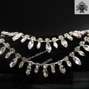 SINRONG 7x15mm <span class=keywords><strong>Marquise</strong></span> Chaîne En Métal Strass pour Canne Décoration Vêtements Accessoires Strass - Product Image 3