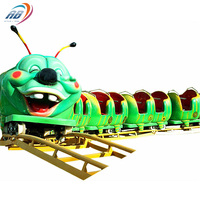 Manège de parc d'attractions, montagnes russes, poulie à vis sans fin, manèges à chenilles, train sur rail Budworm pour enfants