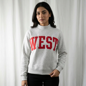Sudadera con Capucha y Media Cremallera WEST ASH GREY, 100% Algodón, Bordado ROJO, CLUSH SPORTS, Impresión Digital de Invierno - Product Image 1
