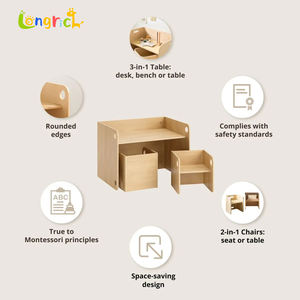 Ensemble table et chaise de sevrage Montessori moderne en bois, mobilier pour l'école, le jardin, l'<span class=keywords><strong>apprentissage</strong></span>, les fêtes, la chambre à coucher - Product Image 2