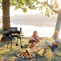 Barbecue portable pliable au charbon de bois CE avec kit de rôtissoire pour camping, en acier noir
