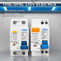 Disjoncteur différentiel domestique TPNL DZ30-LE 230V 1P+N en boîtier moulé en plastique, montage sur rail DIN, 50/60Hz, pouvoir de coupure 4kA