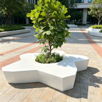 Banc-jardinière triangulaire Y096 en FRP, pot de fleurs, siège, chaise pour centre commercial, hall d'hôtel, parc, place publique, mobilier commercial