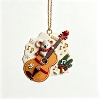 Pendentif en résine personnalisé, lapin jouant de l'accordéon, ornement suspendu pour arbre de Noël, cadre triangulaire avec clochettes à notes de musique, décoration de maison pour les fêtes