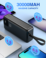Vente flash 2025 Banque d'alimentation 30000mAh PD65W Affichage LED Type-C Double USB Micro USB Entrée/Sortie Alliage d'aluminium Charge ultra rapide