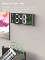 Horloge murale numérique électrique 16 pouces, grande horloge avec alarme, télécommande, température, double alarme, horloge LED lumineuse, design moderne
