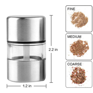 Moulin à sel et à poivre manuel en acier inoxydable avec lame en céramique et réglage de la grosseur – Vente en gros - Product Image 4