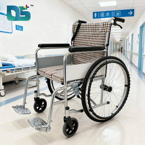 Nhà máy trực tiếp mạ crôm thép ống khung xe lăn rắn vải chỗ ngồi bề mặt nhà vệ sinh tole tay vịn Hướng dẫn sử dụng xe lăn - Product Image 1