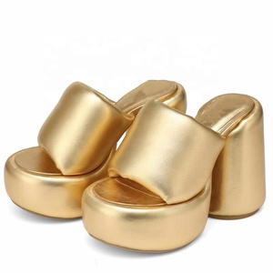 Chaussures à talons hauts pour femmes, design personnalisé, dessus rembourré, en daim, bout ouvert, plateforme épaisse, sangle à boucle, antidérapantes, été/hiver - Product Image 2