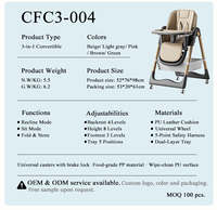 Chaise haute pliable multifonctionnelle réglable en hauteur et inclinable pour bébé de 0 à 36 mois, Clafbebe