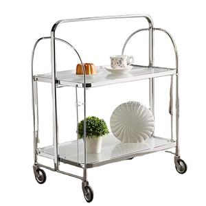 लकड़ी की धातु रोलिंग बेड टेबल साइड स्टोरेज आयोजक गाड़ी पहियों के साथ मोबाइल उपयोगिता ट्रॉली ओक कार्ट - Product Image 4