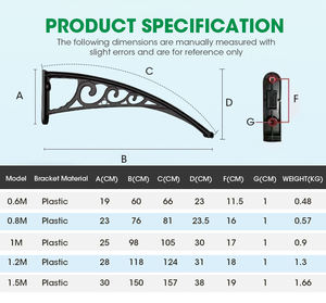Cubierta de policarbonato para exteriores, bricolaje, dosel para puerta delantera, para Patio, Sun <span class=keywords><strong>Shetter</strong></span>, protección contra lluvia y nieve, lámina hueca de bronce, toldo para ventana - Product Image 4