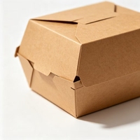 Boîte à hamburger rectangulaire en carton ondulé kraft, qualité alimentaire, résistante à l'huile, jetable, finition mate, impression personnalisée, vente en gros à prix abordable