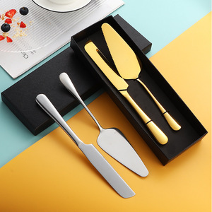 Juego de espátula y cuchillo para pastel de acero inoxidable, 2 piezas, antiadherente, para pastel de cumpleaños, pizza, queso, pan - Product Image 2
