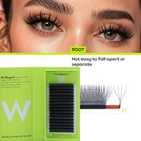 Extensions de cils en gros en forme de W 3D, courbure C et D, bouquets préfabriqués, doux, légers, volume naturel en éclat