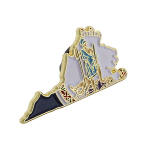 Các New Hot bản đồ mềm men pin bán buôn tùy chỉnh Virginia quốc gia món quà lưu niệm nhà nước hình dạng Virginia Nhà Nước Cờ ve áo Pin - Product Image 2