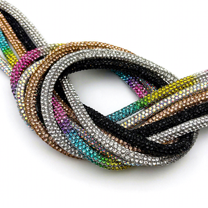 Cordon de perles de verre scintillantes de 4 mm couleur champagne, perles de <span class=keywords><strong>millet</strong></span>, tube de strass à fixer à chaud pour <span class=keywords><strong>chaussures</strong></span>, bande de strass DIY - Product Image 3