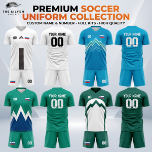 Conjunto de Camiseta de Fútbol Unisex Personalizada de Alta Calidad, Pantalones Cortos 100% Poliéster, Impresión por Transferencia de Calor, Manga Corta, Transpirable, Absorbe el Sudor - Product Image 2