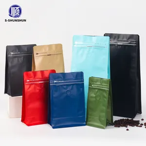 Vendas diretas do fabricante de sacos de grãos de café de 1kg, sacos de café de 1kg de plástico de fundo plano com válvulas