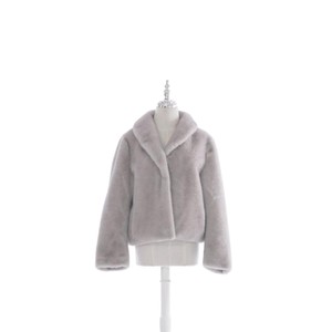 Cappotto Corto Invernale da Donna in Finta Pelliccia di <span class=keywords><strong>Visone</strong></span> <span class=keywords><strong>Beige</strong></span> Chiaro, Antivento e Soffice - Product Image 3