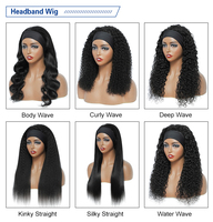 Perruques à bandeau sans colle pour femmes noires, 100% cheveux humains indiens Remy, perruque droite entièrement fabriquée à la machine avec bandeau, cheveux humains