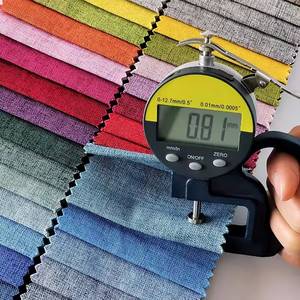 Tela de lino y algodón de poliéster grueso de muestra gratis al por mayor estilo liso para decoración del hogar sofá cortinas tapicería textil para el hogar - Product Image 2