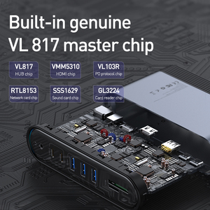 Para <span class=keywords><strong>baseus</strong></span> estación de trabajo adaptador <span class=keywords><strong>HUB</strong></span> tipo <span class=keywords><strong>C</strong></span> multifuncional de tres pantallas (CN + UE + Reino Unido) - Product Image 3