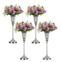 Support de vase à fleurs haut élégant en métal, style européen, luxe léger, or/argent, pour centre de table de mariage, décoration de banquet, fête, hôtel, maison