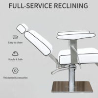 Fauteuil de Barbier Inclinable Moderne Blanc, Chaise de Coiffure Professionnelle avec Appui-tête Réglable, Mobilier de Salon de Coiffure